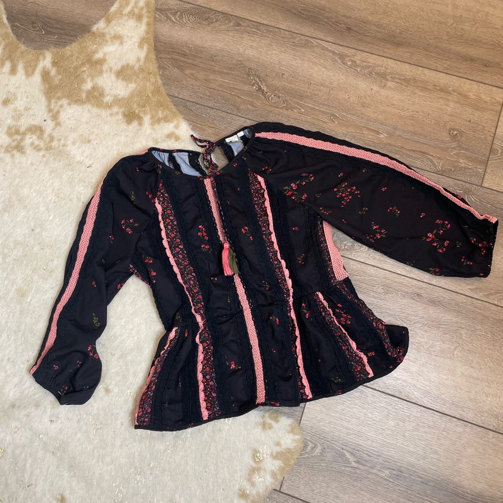 Anthropologie Seen Worn Kept Annemette Blouse Black Floral Motif - Picture 4 of 7